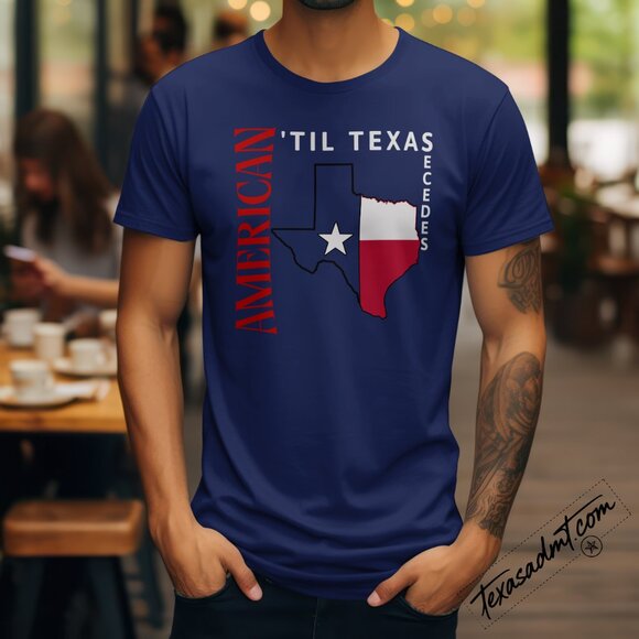 American ’Til Texas Secedes Graphic Tee – Navy Blue T-shirt - Picture 2 of 2